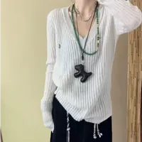 李豆儿 欧货早秋新款显瘦V领长袖百搭针织上衣