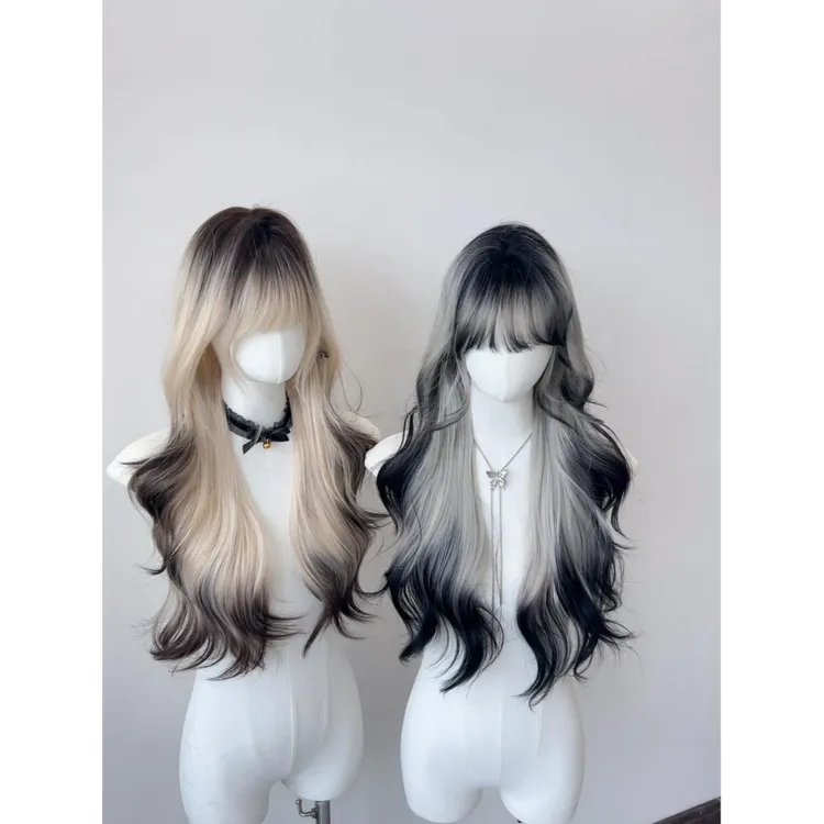 【暹罗猫】水舞沙渐变爆顶挑染长卷发网红同款巴黎画染仿真发全头套