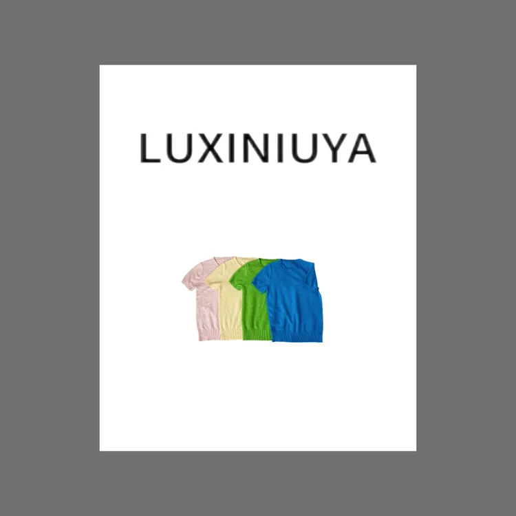 【LUXINIUYA】高端夏日100羊毛刺绣圆领款针织绿色上衣CX2738