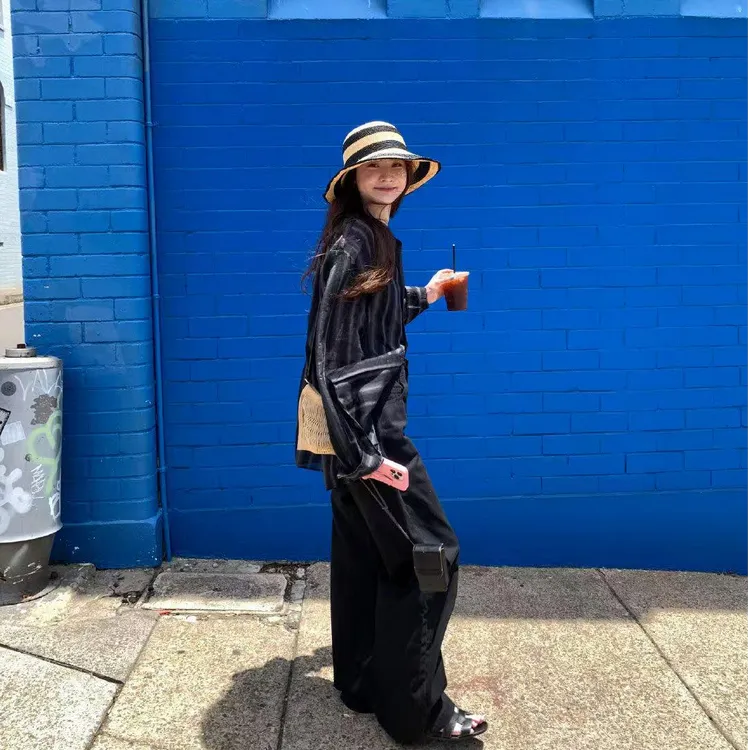 美式复古黑色条纹长袖衬衫外套女装2025新款春秋季设计感小众衬衣