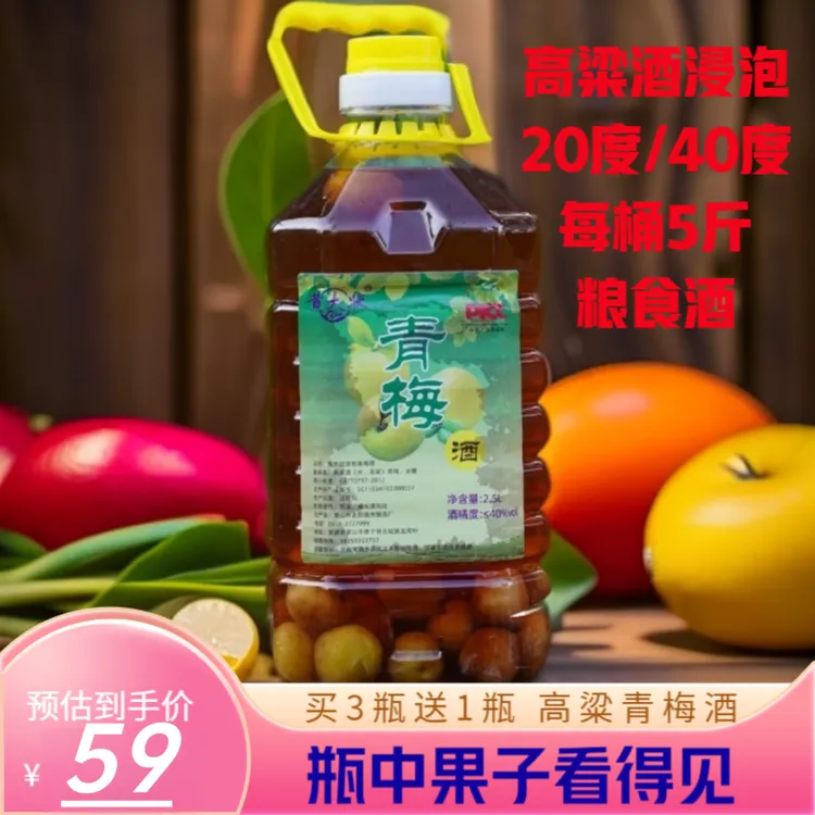 正宗青梅酒带果5斤20度/40度高粱白酒浸泡入口柔顺不辣口聚会果酒