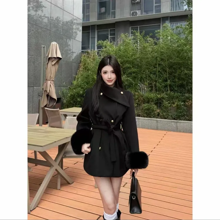 【财阀千金】冬大衣羊毛短款气质显瘦收腰外套百搭休闲设计师2588