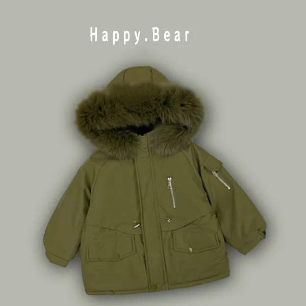 2025男童秋冬棉服儿童连帽加绒加棉外套宝宝男宝宝冬季女童棉衣