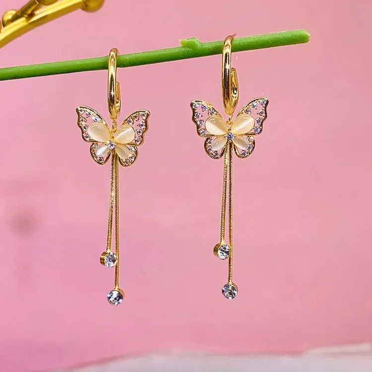 铜合金耳饰 （888号）925银蝴蝶流苏气质女神精致时尚百搭设计