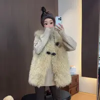 【文乐乐】秋冬新款韩版高级气质时尚休闲潮流个性长毛毛马夹25908