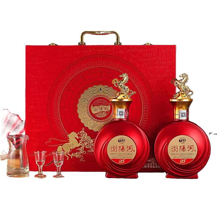 瀏陽河酒(年底大促)3提6瓶酒，升级版礼盒，52度浓香型柔和15.52度