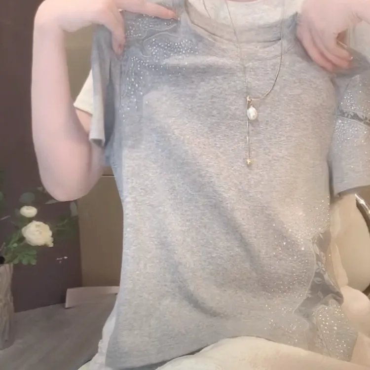 高级感正肩短袖圆领T恤女2025夏季新款休闲宽松显瘦设计感百搭