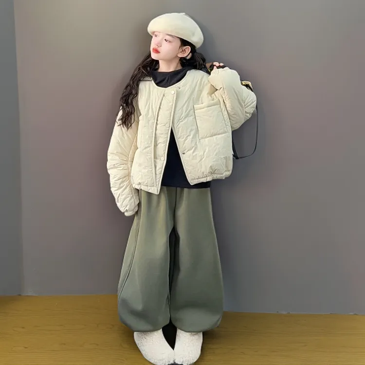女童2025新款儿童秋冬季韩系夹棉棉衣潮品加绒休闲裤帽衫套装潮酷