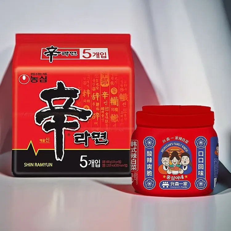 兴森一家妈妈味道整棵辣白菜泡菜宿舍韩式方便进口香菇牛肉辛拉面