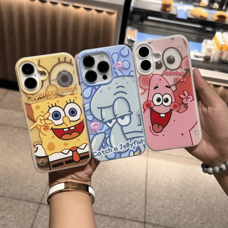 卡通海绵宝宝适用苹果iPhone16pro肤感果冻13/14/15手机壳防摔女