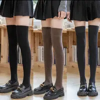 【芝士专属】秋冬季韩版堆袜女保暖长筒袜微压黑色高筒过膝袜W9006