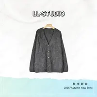 妙兮·LL秋季新款时尚气质百搭宽松设计款彩线针织开衫*20252529