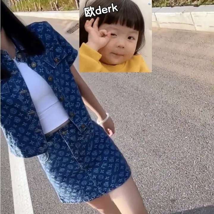 2025夏季新款韩版时尚百搭提花牛仔短袖+半身裙两件套洋气套装女