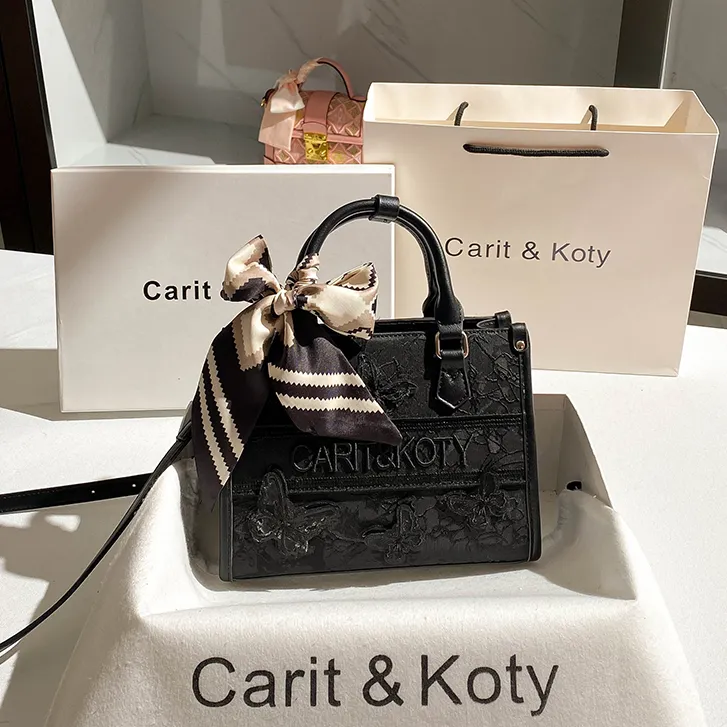 CARIT KOTY小众黑色蝴蝶中号托特包包2025新款百搭通勤手提包斜挎
