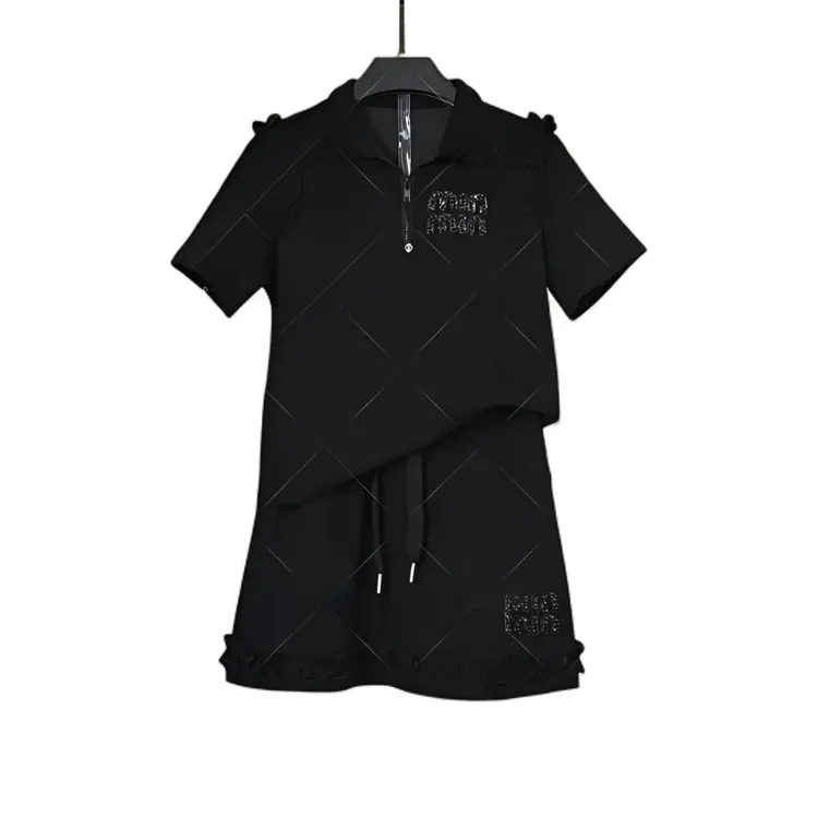 设计师款丨夏季T恤短裙休闲翻领时尚套装