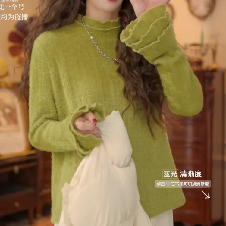 【春山如笑​​】秋冬新港风复古针织内搭休闲女宽松上衣LK2508212