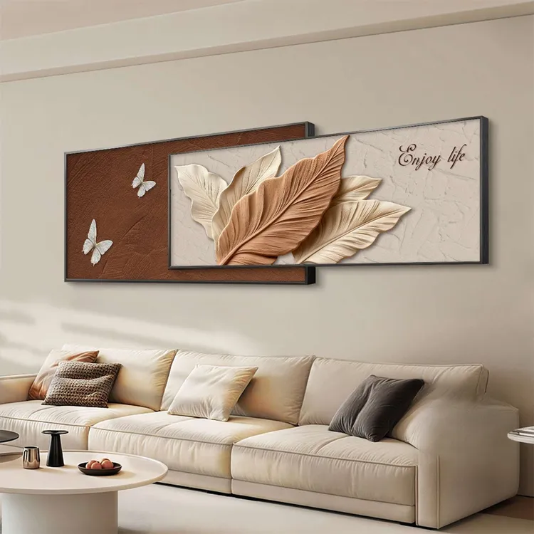 现代简约客厅装饰画家大业大沙发背景墙挂画高级感大白墙叠加壁画