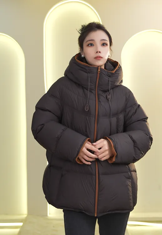 保暖常规款连帽上衣拉链冬季羽绒服Y150