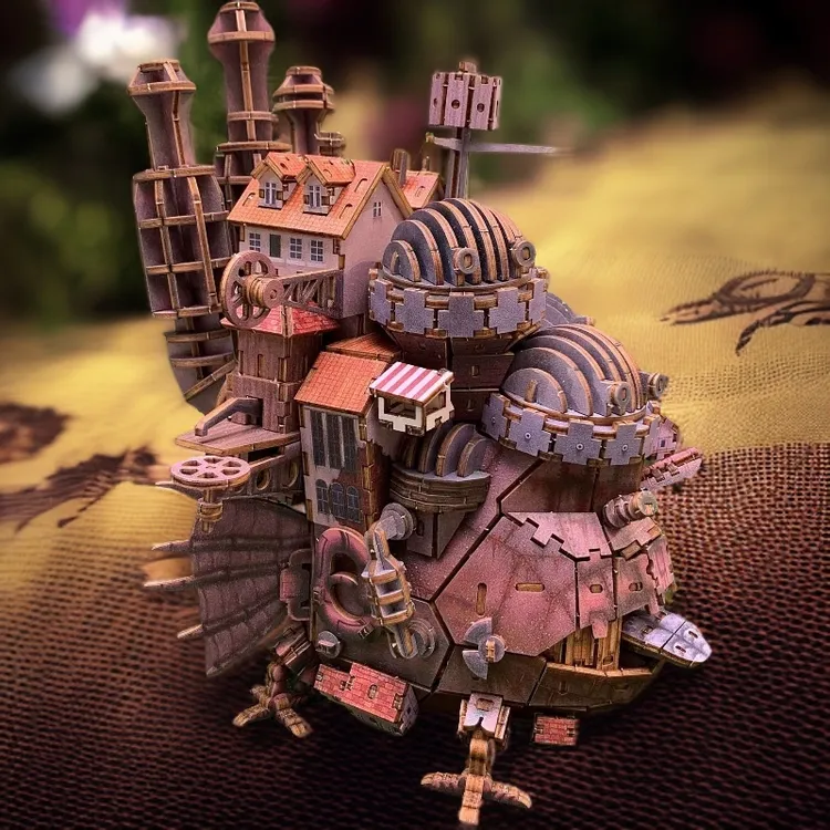 哈尔的移动城堡木质宫崎骏成人拼装模型积木玩具摆件立体拼图礼物
