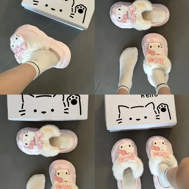 2025秋季新款时尚百搭爆款超火毛毛拖鞋女外穿超火包头加绒棉拖鞋