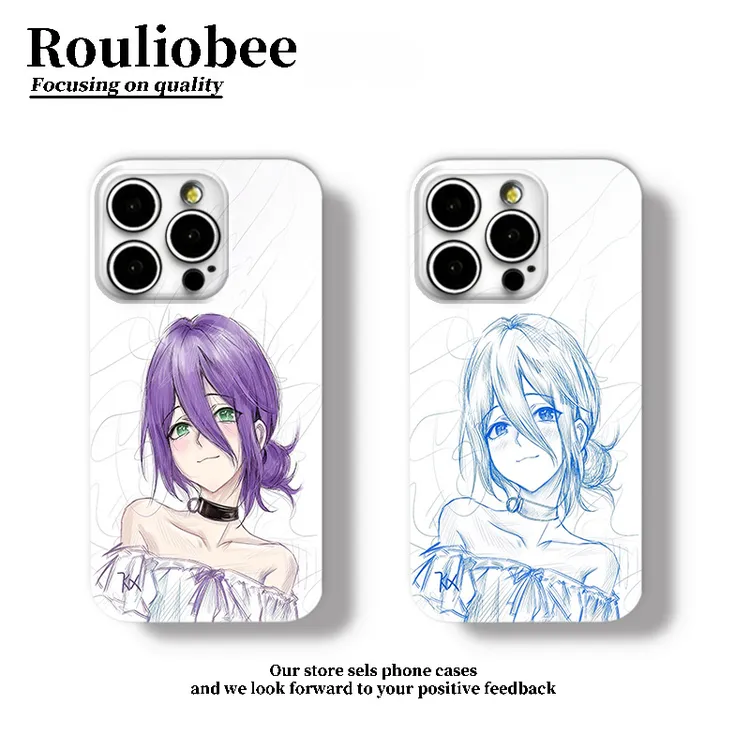 素描蓝线条蕾塞适用苹果17/16promax手机壳华为oppo小米vivo硬壳