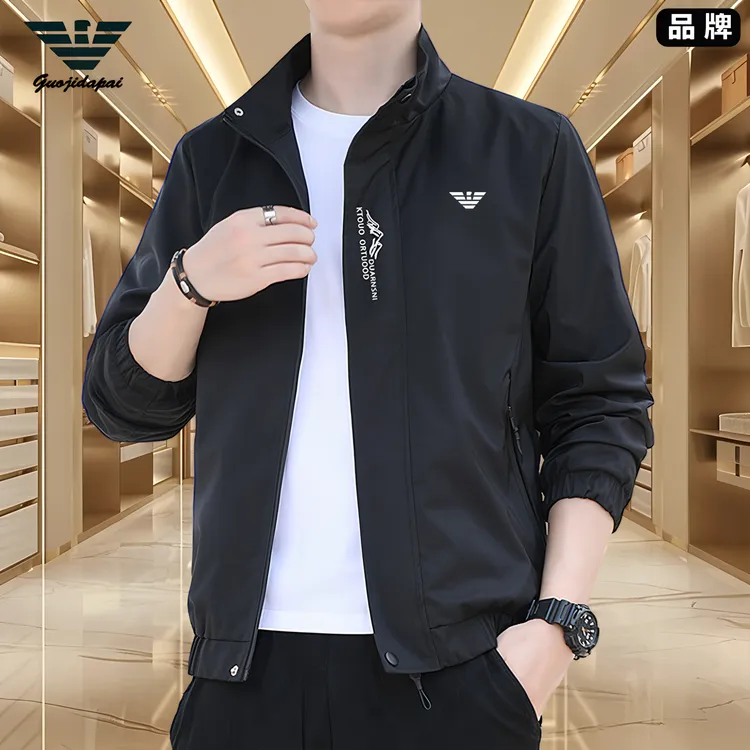 品牌男士休闲夹克外套春季新款立领中老年潮流帅气百搭运动茄克男