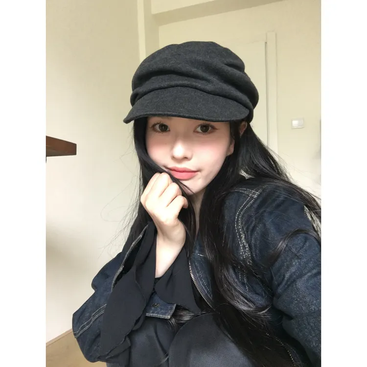 闪电小狗 出口日本平顶褶皱山本风 2025秋冬新款褶皱日系复古