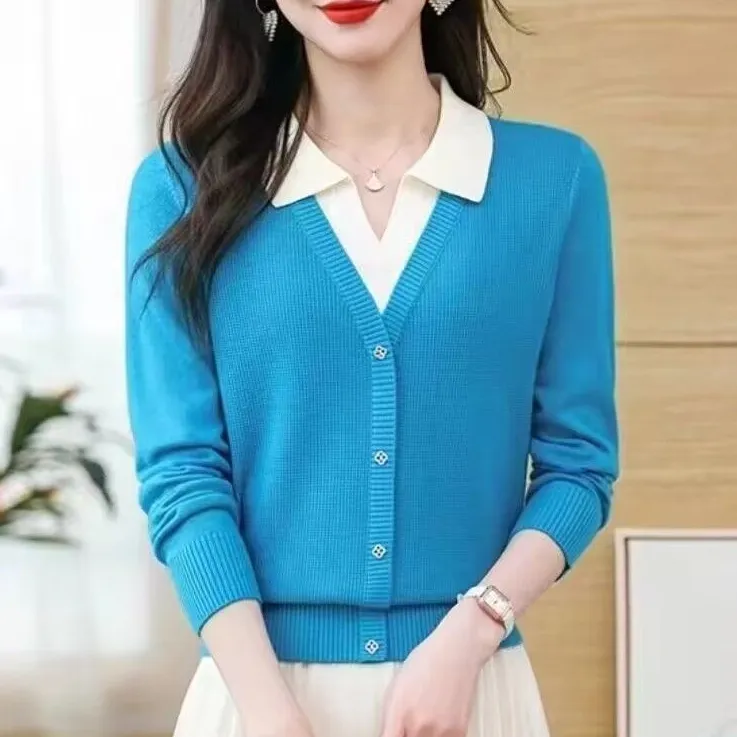 假两件针织衫打底毛衣女装秋装2025新款秋冬季洋气爆款百搭上衣