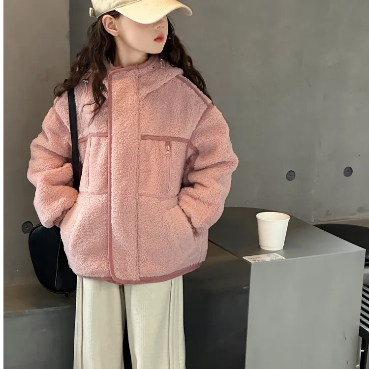 女童冬季棉服加绒羊羔绒外套2025新款童摇粒绒加厚保暖冲锋衣外套