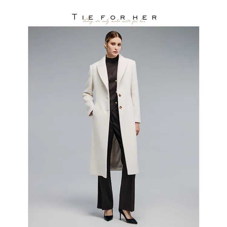 TieForHer WGC™秋冬新款收腰显瘦羊毛羊绒高智老钱风长款大衣女
