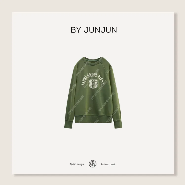 BYJUNJUN【AKA徽章】炒色做旧感复古插肩袖卫衣