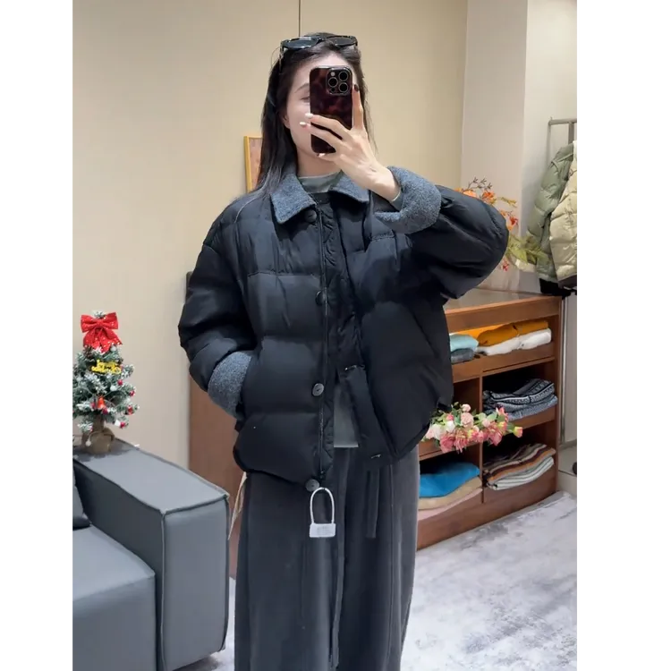 流行一整套2025秋冬新款时尚气质宽松休闲百搭短款棉服裤子两件套