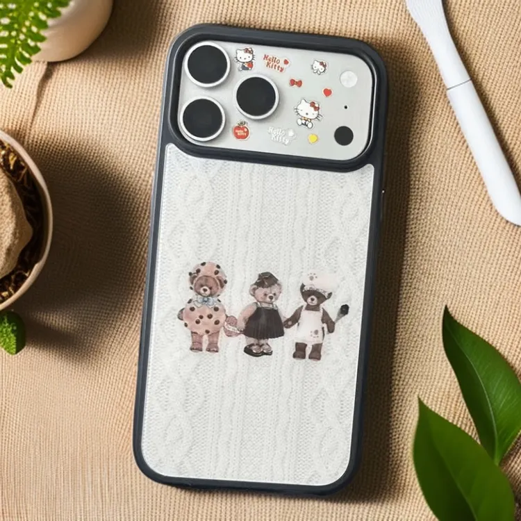 新款韩系小熊玻璃手机壳适用苹果17pro小米15reno14/13华为p70/80