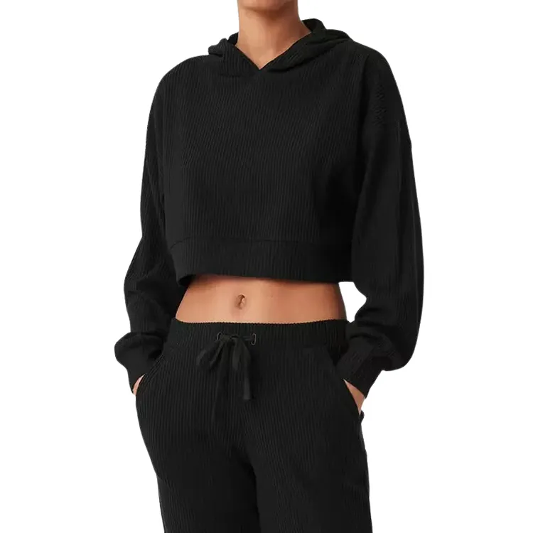 alo肯豆同款 秋冬新款灯芯绒运动套装连帽宽松卫衣两件套瑜伽服女
