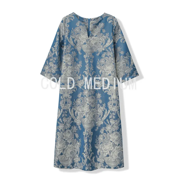 中腰中式风常规中长款长裙成人七分袖春季大码连衣裙大码女装A18