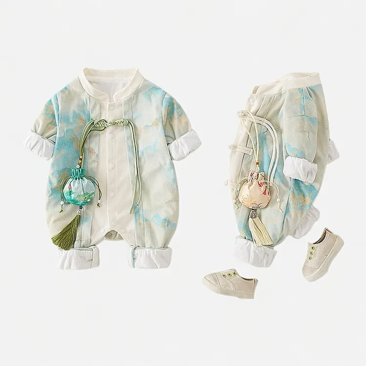 新国风宝宝连体衣儿童春秋婴儿幼儿洋气包屁衣哈衣爬服0-1岁纯棉