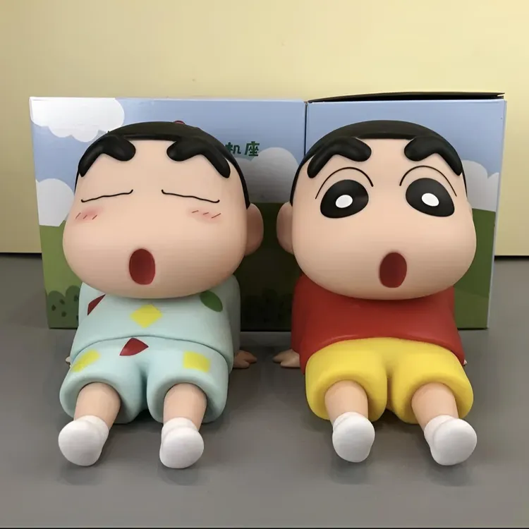 搪胶蜡笔小新手机支架可爱卡通睡衣原版蜡笔小新搪胶材质公仔摆件