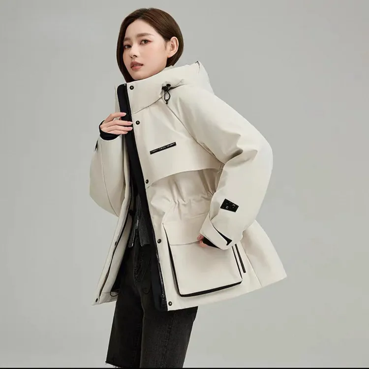 派克工装保暖羽绒服女士2025冬季时尚高级感户外百搭连帽羽绒服
