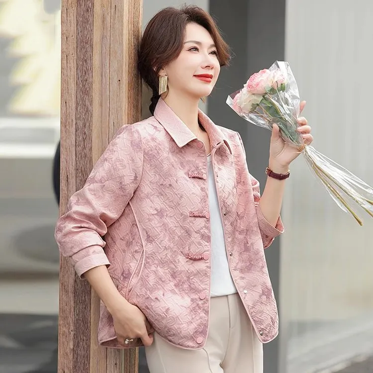 中年妈妈秋装新中式国风外套2025新款中老年女春秋洋气大码上衣服