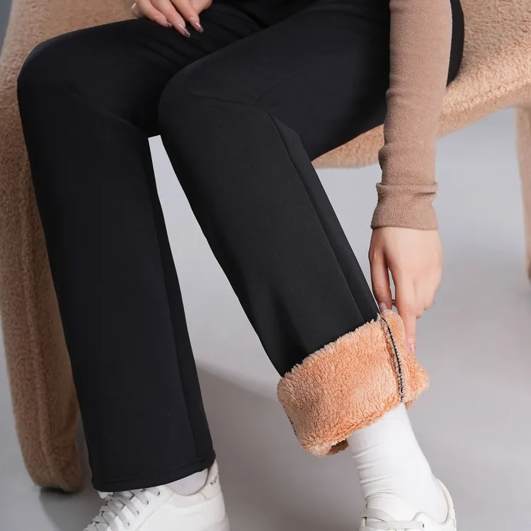 加绒加厚直筒裤女冬季特厚保暖棉裤秋冬超厚中年妈妈羊羔绒裤子女