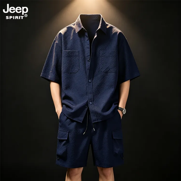 【成熟男人】JEEPSPIRIT吉普男士夏季泡泡纱老钱风松弛感薄款两件套