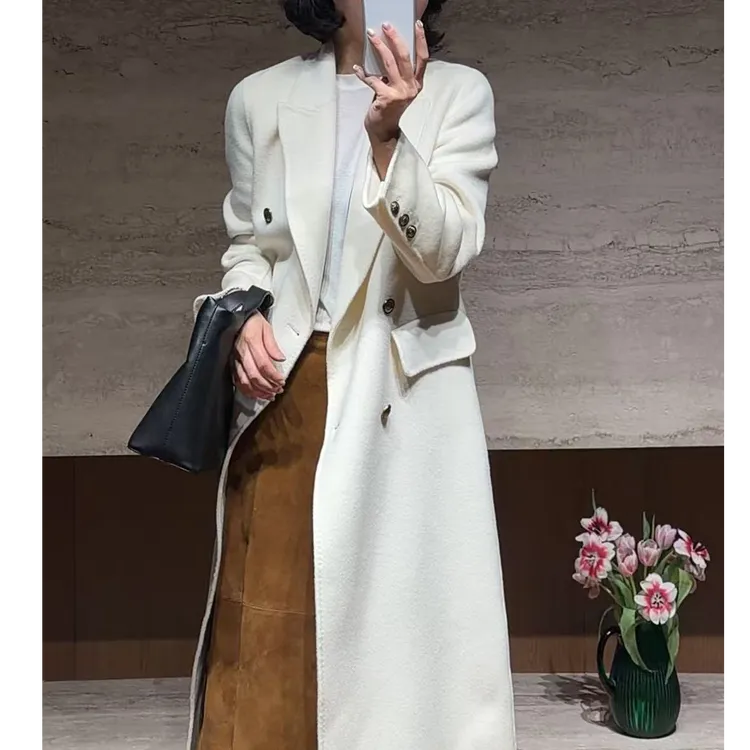 TANTAN 气质百搭中长款秋冬翻领毛呢大衣外套3387