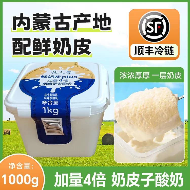 内蒙古草原无蔗糖生牛乳发酵乌日莫低温奶皮子酸奶官方正品早餐奶