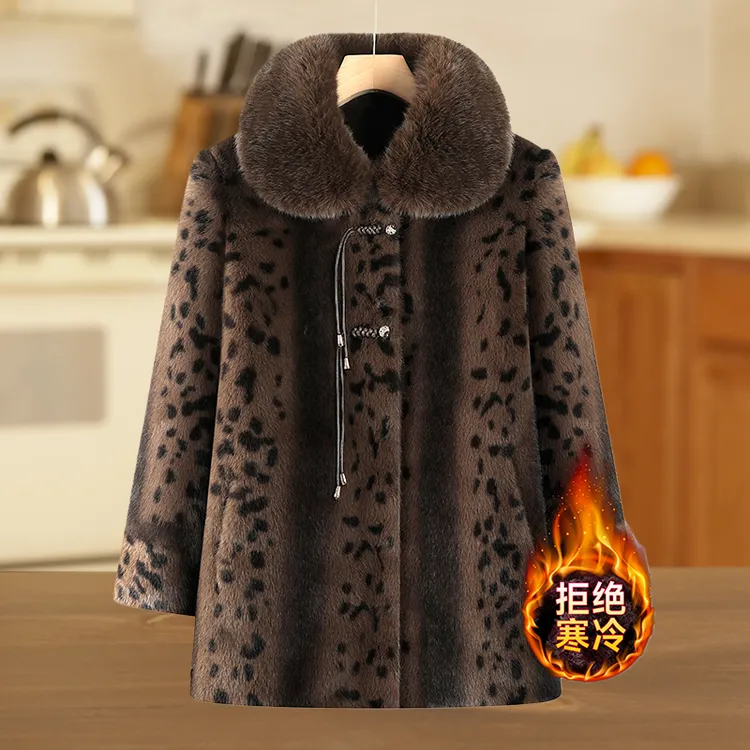 老年奶奶冬装外套加厚妈妈装仿皮草冬季60-70岁婆婆老太太仿貂绒