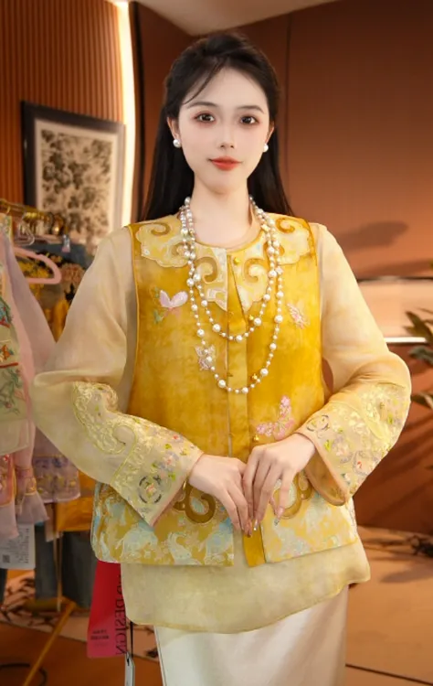 【金色光芒】春夏国潮新中式国风圆领复古马甲外套2025A7955思思