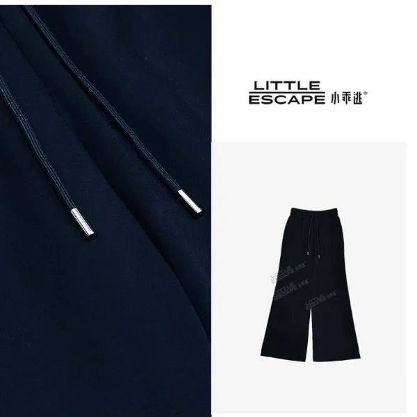 小乖逃1时尚黑色长裤阔腿裤手臂捏褶复古时尚百搭长裤N95100