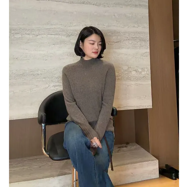 TANTAN 时尚气质百搭中领秋季针织打底衫3470