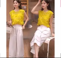 FF3093休闲裤子休闲风时尚套装短裤拼接减龄复古上衣背心