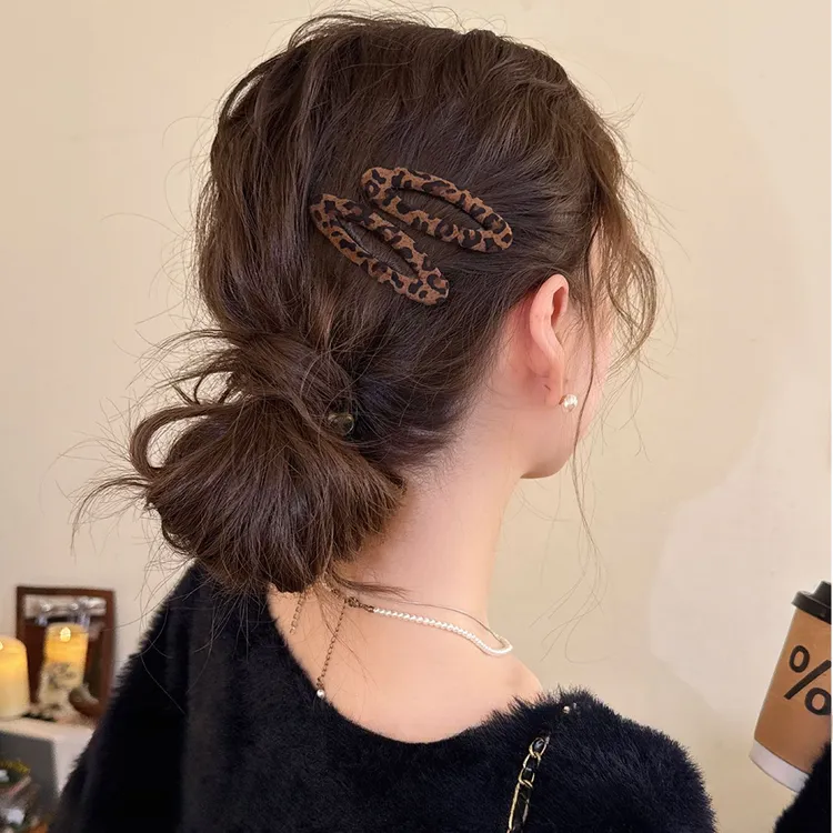 经典款~法式复古豹纹发夹女高级感简约侧边夹甜酷百搭刘海夹发饰