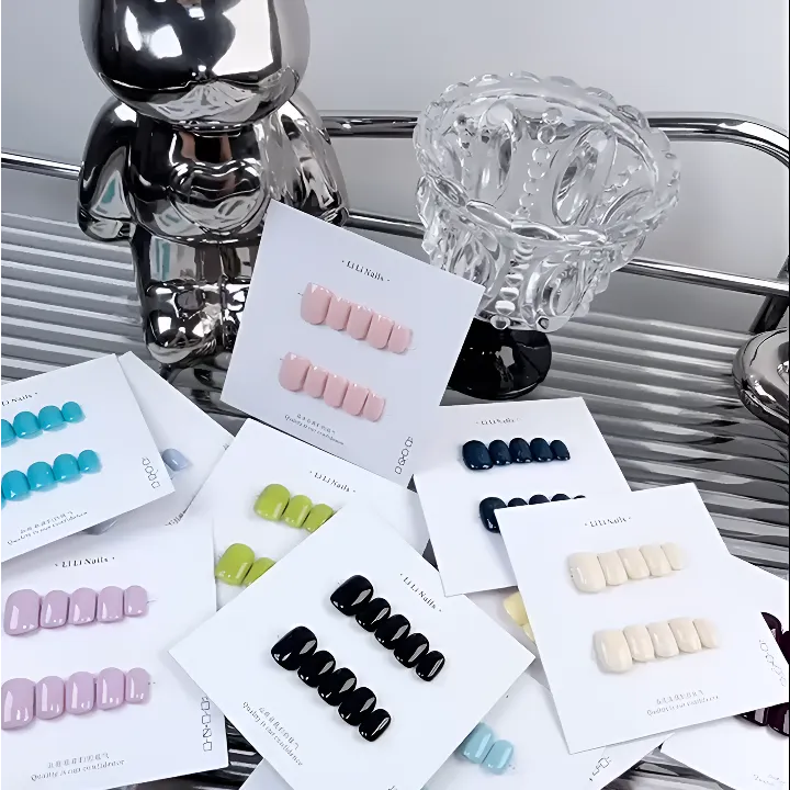 豆豆甲单色美甲｜ 纯手工穿戴甲短方圆纯色短款美甲穿戴甲10片